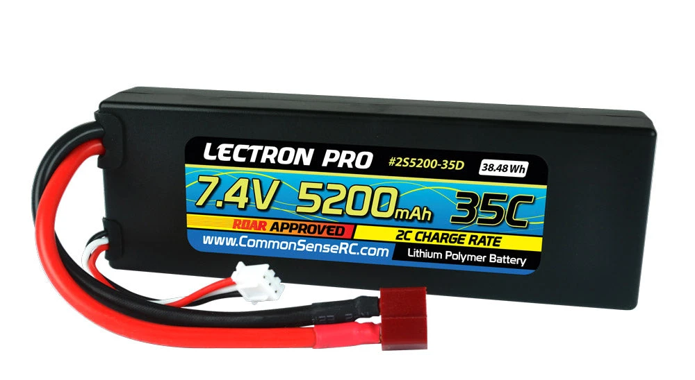 Common Sense RC (2S5200-35D) Lectron Pro 2S 7.4V 5200mAh 35C Lipo Battery With Deans Connector 1 Common Sense RC (2S5200-35D) Lectron Pro 2S 7.4V 5200mAh 35C Lipo Battery With Deans Connector