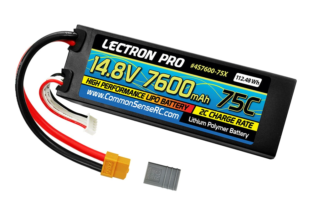 Common Sense RC (4S7600-75X) Lectron Pro 4S 14.8V 7600mAh 75C Hard Case LiPo Battery With XT60 And A 1 Common Sense RC (4S7600-75X) Lectron Pro 4S 14.8V 7600mAh 75C Hard Case LiPo Battery With XT60 And A