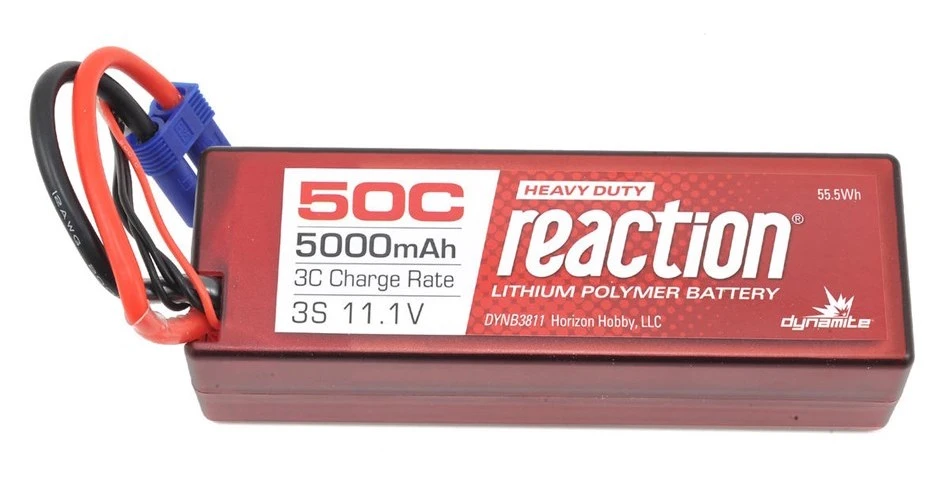 Dynamite DYNB3811EC Reaction 11.1V 5000mAh 3S 50C Hardcase LiPo Battery EC5 1 Dynamite DYNB3811EC Reaction 11.1V 5000mAh 3S 50C Hardcase LiPo Battery EC5