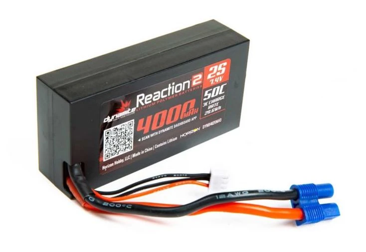 Dynamite DYNB402596H3 Reaction 2S 7.4V 4000mAh 50C Hardcase Shorty LiPo Battery With EC3 1 Dynamite DYNB402596H3 Reaction 2S 7.4V 4000mAh 50C Hardcase Shorty LiPo Battery With EC3