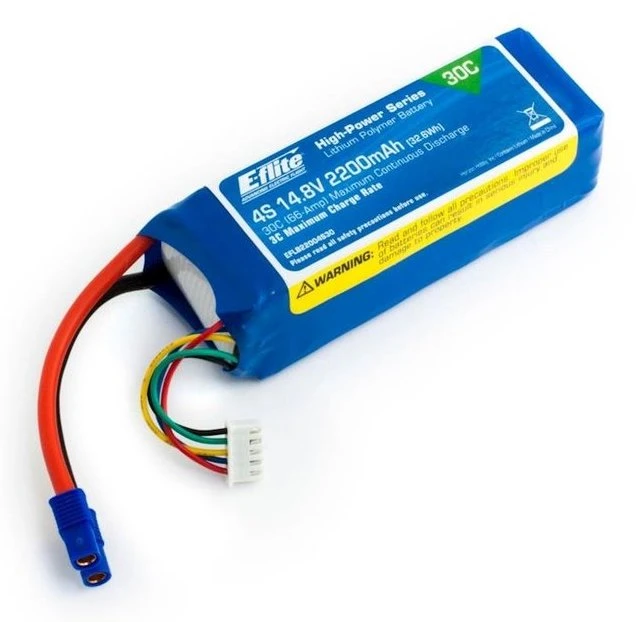 E-flite B22004S30 2200 MAh 4S 14.8V 30C LiPo Battery With EC3 Connector 1 E-flite B22004S30 2200 MAh 4S 14.8V 30C LiPo Battery With EC3 Connector