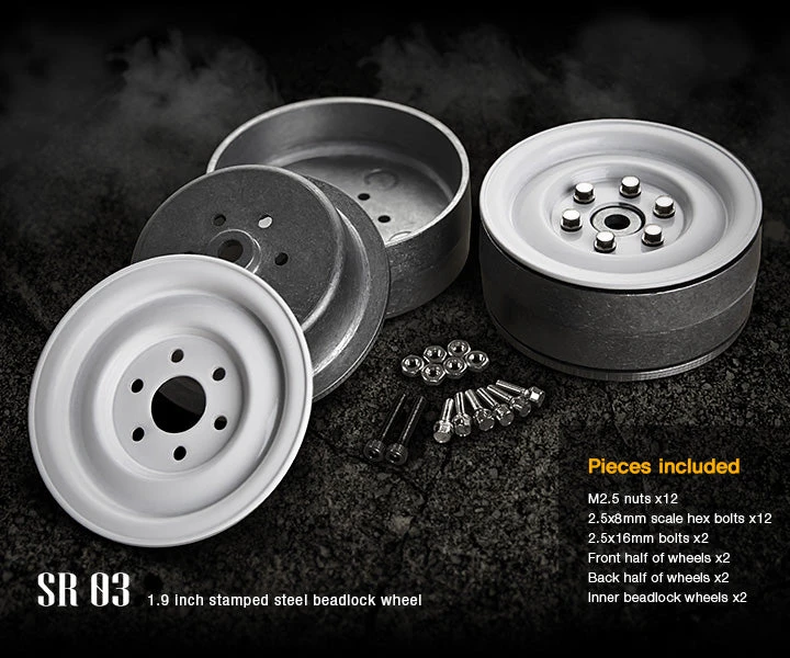 Gmade 70186 1.9" SR03 1/10 Crawler Beadlock Wheels Gloss While 2 Pack 2 Gmade 70186 1.9" SR03 1/10 Crawler Beadlock Wheels Gloss While 2 Pack - Image 2