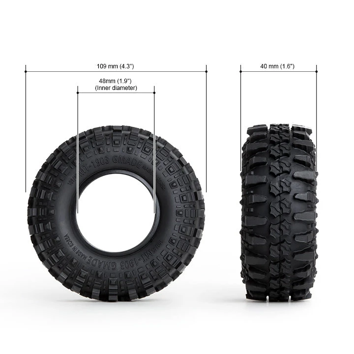 Gmade 70284 1.9 MT1903 Off-Road Tires For 1/10 Crawler 2 Pack 2 Gmade 70284 1.9 MT1903 Off-Road Tires For 1/10 Crawler 2 Pack - Image 2