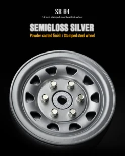 Gmade 70492 1.9" SR04 1/10 Scale Crawler Beadlock Wheels Semigloss Silver 2 Pack