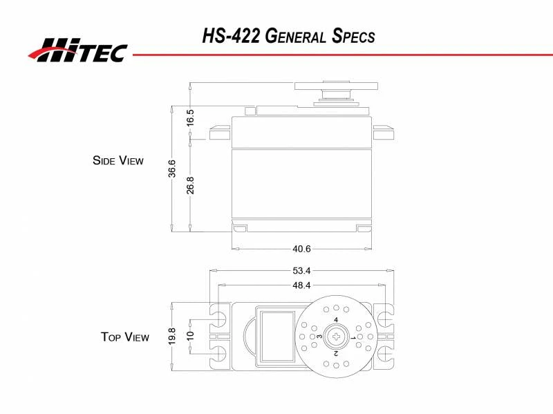 HiTEC 31422S HS-422 Dual Oilite Standard Ball Bearing Servo 2 HiTEC 31422S HS-422 Dual Oilite Standard Ball Bearing Servo - Image 2