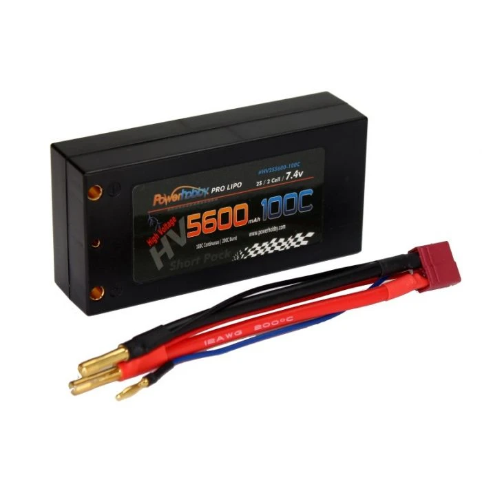 Powerhobby 2S 7.6V 5600mAh 100C HV Shorty Lipo Battery Pack With Deans Plug 1 Powerhobby 2S 7.6V 5600mAh 100C HV Shorty Lipo Battery Pack With Deans Plug
