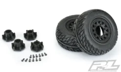 Pro-Line 1167-10 Street Fighter SC 2.2 / 3.0 Tires Mounted On Black Wheels 2 Pack