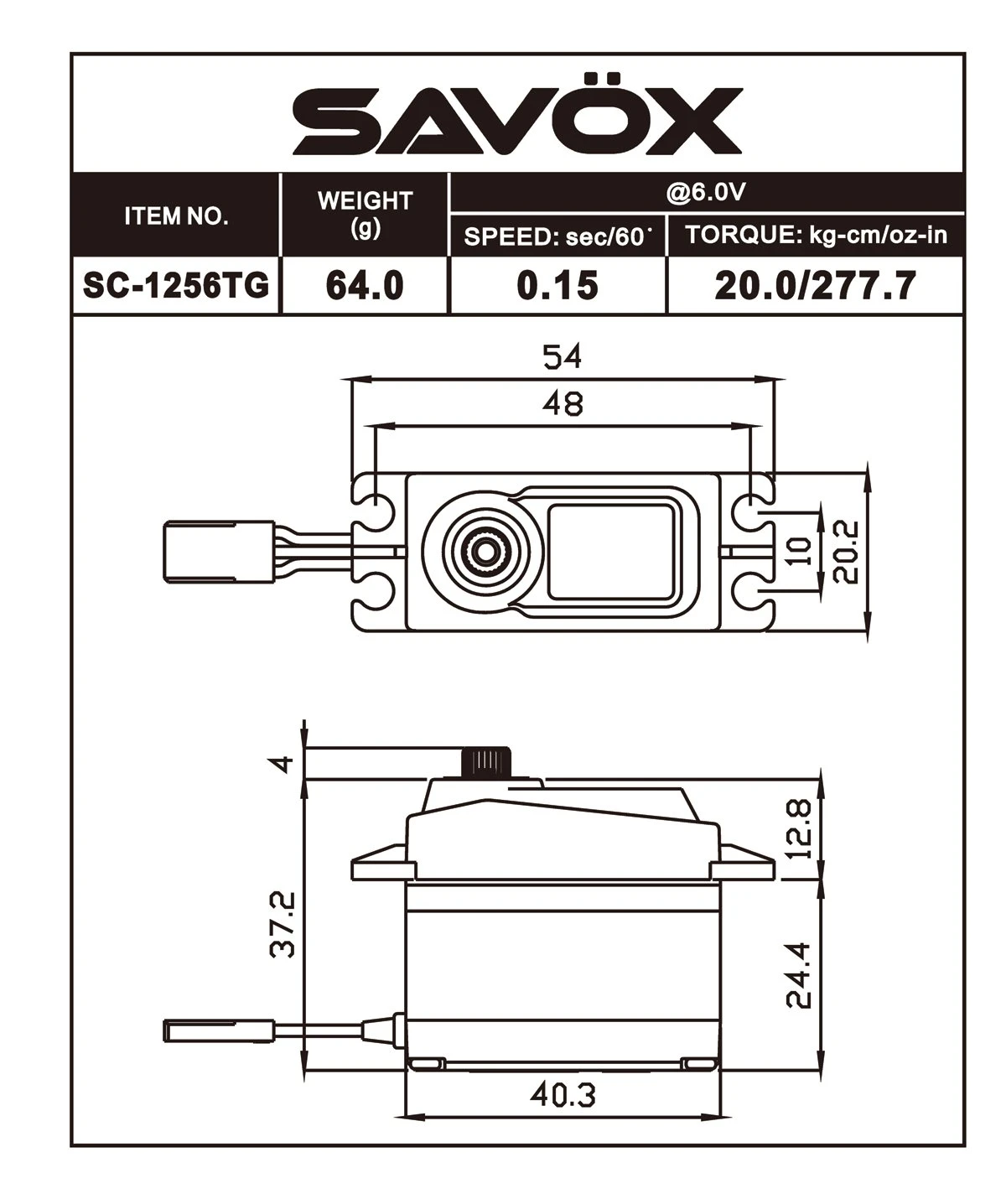 Savox 1256TG Standard Size Coreless Digital Servo 2 Savox 1256TG Standard Size Coreless Digital Servo - Image 2