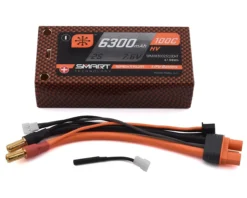 Spektrum SPMX63002S100HT 6300mAh 2S 7.6V HV 100C SMART Hardcase LiPo Battery With 5mm Bullets / IC3
