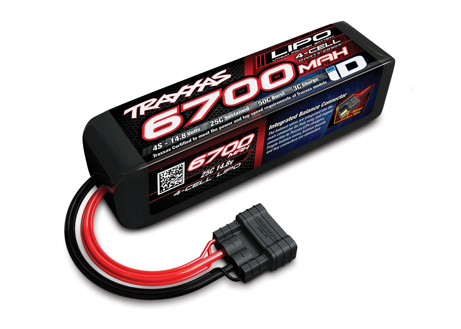 Traxxas 2890X 4S 14.8V 25C 6700 MAh LiPo Battery With ID 1 Traxxas 2890X 4S 14.8V 25C 6700 MAh LiPo Battery With ID