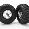 Traxxas 5881 Kumho Tires Mounted On Satin Chrome Wheels 2WD Slash Front