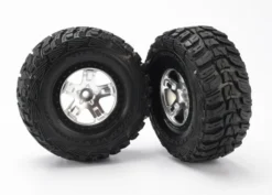 Traxxas 5881 Kumho Tires Mounted On Satin Chrome Wheels 2WD Slash Front