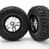 Traxxas 5882R Kumho S1 Super Soft Compound Tires On Beadlock Style Satin Chrome And Black Wheels