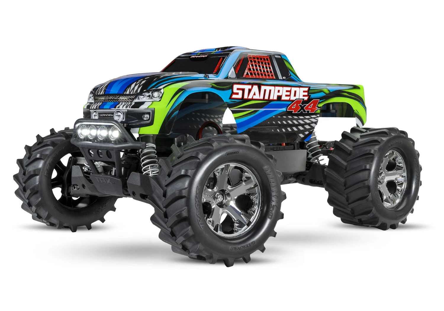 Traxxas 67054-61 Blue Stampede 4X4 RTR XL-5 Brushed Monster Truck With LED Lights 1 Traxxas 67054-61 Blue Stampede 4X4 RTR XL-5 Brushed Monster Truck With LED Lights