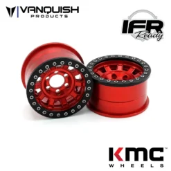 Vanquish Products VPS07783 Red Anodized KMC KM236 Tank 1.9" Beadlock Crawler Wheels (1 Pair)