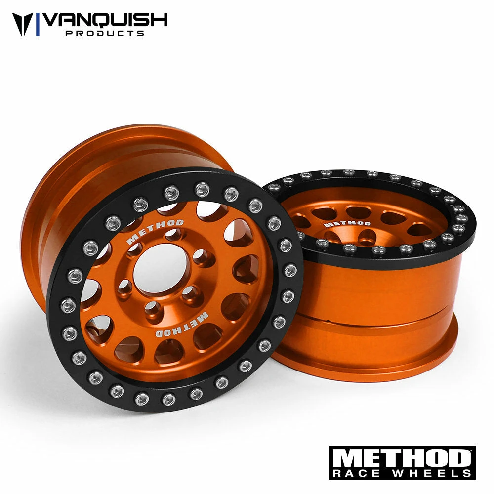 Vanquish Products VPS07919 Orange And Black Method 105 1.9" Beadlock Wheel (1 Pair) 1 Vanquish Products VPS07919 Orange And Black Method 105 1.9" Beadlock Wheel (1 Pair)